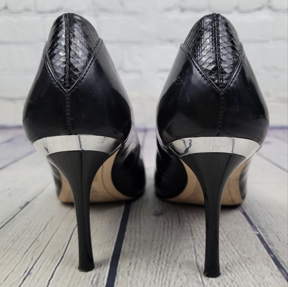 SAM EDELMAN | Camdyn almond toe faux/vegan patent pumps heels - Picture 7 of 11